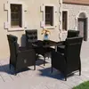 Image de vidaXL Ensemble à dîner de jardin 5 pcs Résine tressée et verre Noir