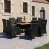 Image de vidaXL Ensemble à manger de jardin 9 pcs Résine tressée et acacia Noir