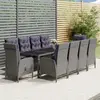 Image de vidaXL Ensemble à manger de jardin 11 pcs résine tressée gris