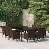 Image de vidaXL Ensemble à Manger de jardin 11pcs poly rotin bois solide brun