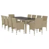 Image de vidaXL Ensemble à Dîner de Jardin 11 pcs Mobilier de Salle à Manger de Terrasse Table et Chaises de Repas Salon de Jardin Patio Résine Tressée Beige