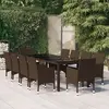 Image de vidaXL Ensemble à Manger de jardin 11pcs poly rotin et bois solide