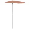 Image de vidaXL Demi-parasol de Jardin avec Mât Parasol de Patio Pare-soleil de Terrasse Parasol d'Extérieur Anti-UV Anti-décoloration 180x90 cm Terre Cuite