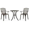 Image de vidaXL Ensemble de Bistro 3 pcs Salon de Jardin Table et Chaises de Balcon Mobilier d'Extérieur Meubles de Patio Aluminium Coulé Bronze