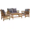 Image de vidaXL Salon de jardin 4 pcs avec coussins Bois d'acacia solide