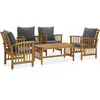 Image de vidaXL Salon de jardin 5 pcs avec coussins Bois d'acacia solide