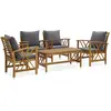 Image de vidaXL Salon de jardin 5 pcs avec coussins Bois d'acacia solide