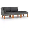 Image de vidaXL Salon de jardin 3pcs Résine tressée et bois d'eucalyptus massif
