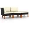 Image de vidaXL Salon de jardin 3pcs Résine tressée et bois d'eucalyptus massif