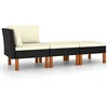 Image de vidaXL Salon de Jardin 3pcs Résine tressée et Bois d'eucalyptus Massif