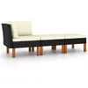 Image de vidaXL Salon de jardin 3pcs Résine tressée et bois d'eucalyptus massif