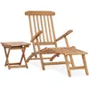 Image de vidaXL Chaise longue de jardin avec repose-pied et table Bois de teck