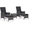Image de vidaXL Salon de jardin 3 pcs avec coussins Résine tressée Gris