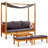 Image de vidaXL Bois d'Acacia Solide Banc de Jardin avec Table et Repose-Pieds Lit de Repos d'Extérieur Banc de Patio Meuble de Terrasse Arrière-Cour