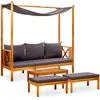 Image de vidaXL Banc de jardin avec table et repose-pieds Bois d'acacia solide