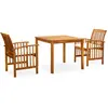 Image de vidaXL Ensemble à manger de jardin 3 pcs et coussins Acacia solide
