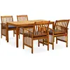 Image de vidaXL Ensemble à manger de jardin 5 pcs avec coussins Acacia solide