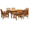 Image de vidaXL Ensemble à manger de jardin 7 pcs avec coussins Acacia solide
