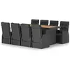 Image de vidaXL Mobilier à Dîner de Jardin 9 pcs avec Coussins Ensemble de Salle à Manger d'Extérieur Table et Chaises Salon de Jardin Résine Tressée Noir