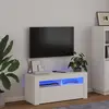 Image de vidaXL Meuble TV avec lumières LED blanc 90x35x40 cm