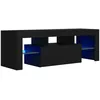 Image de vidaXL Meuble TV avec Lumières LED Armoire Basse Centre de Divertissement Meuble Stéréo Salon Salle de Séjour Maison Intérieur Noir 120x35x40 cm