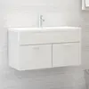 Image de vidaXL Armoire d'évier Blanc brillant 90x38,5x46 cm Bois d’ingénierie
