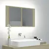 Image de vidaXL Armoire à miroir à LED de bain Chêne sonoma 80x12x45 Acrylique
