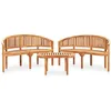 Image de vidaXL Salon de Jardin 3 pcs en Forme de Banane Meubles deJardin Mobilier de Patio Meubles de Terrasse Mobilier d'Extérieur Bois de Teck Solide