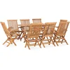 Image de vidaXL Mobilier à Dîner d'Extérieur Pliable 9 pcs Ensemble de Salle à Manger de Patio Salon de Jardin Table et Chaises de Terrasse Bois Solide de Teck