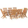 Image de vidaXL Ensemble à manger d'extérieur pliable 9 pcs Bois solide de teck