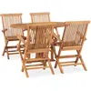 Image de vidaXL Ensemble à manger d'extérieur pliable 5 pcs Bois solide de teck
