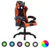Image de vidaXL Fauteuil de jeux vidéo avec LED RVB Orange et noir Similicuir