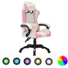 Image de vidaXL Fauteuil de jeux vidéo avec LED RVB Rose et noir Similicuir