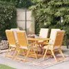 Image de vidaXL Ensemble à manger de jardin 7 pcs coussins Bois de teck massif