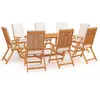 Image de vidaXL Ensemble à manger de jardin 9 pcs coussins Bois de teck massif