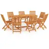 Image de vidaXL Ensemble à manger de jardin 9 pcs Bois de teck massif