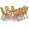 Image de vidaXL Ensemble à manger de jardin 7 pcs Bois de teck massif