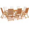 Image de vidaXL Ensemble à manger de jardin 9 pcs coussins Bois de teck massif
