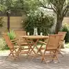Image de vidaXL Salon de jardin 5 pcs Bois de teck massif