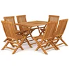 Image de vidaXL Salon de Jardin 7 pcs Ensemble de Salle à Manger Table et Chaises à Dîner Mobilier de Repas Patio Extérieur Bois de Teck Massif