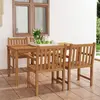 Image de vidaXL Ensemble de salle à manger de jardin 5 pièces 160 x 80 cm en bois de teck massif