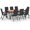 Image de vidaXL Ensemble de Salle à Manger de Jardin 9 pcs Mobilier à Dîner de Patio Meubles de Repas de Terrasse Salon de Jardin Extérieur Noir et Marron