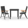 Image de vidaXL Ensemble de Salle à Manger de Jardin 3 pcs Ensemble à Dîner de Patio Salon de Jardin Table et Chaises de Terrasse Extérieur Noir et Marron