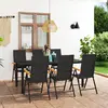 Image de vidaXL Ensemble à manger de jardin 7 pcs noir et marron