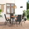 Image de vidaXL Ensemble à manger de jardin 5 pcs noir et marron