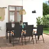 Image de vidaXL Ensemble à manger de jardin 7 pcs noir et marron