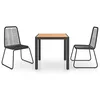 Image de vidaXL Salon de Jardin 3 pcs Table et Chaises à Dîner Ensemble de Salle à Manger Meubles de Patio Mobilier de Repas Extérieur Rotin PVC Noir et Marron
