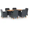 Image de vidaXL Ensemble à manger d'extérieur 7pcs et coussins résine tressée