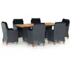 Image de vidaXL Ensemble à manger d'extérieur 7pcs et coussins résine tressée