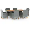 Image de vidaXL Ensemble à manger d'extérieur et coussins 7 pcs résine tressée